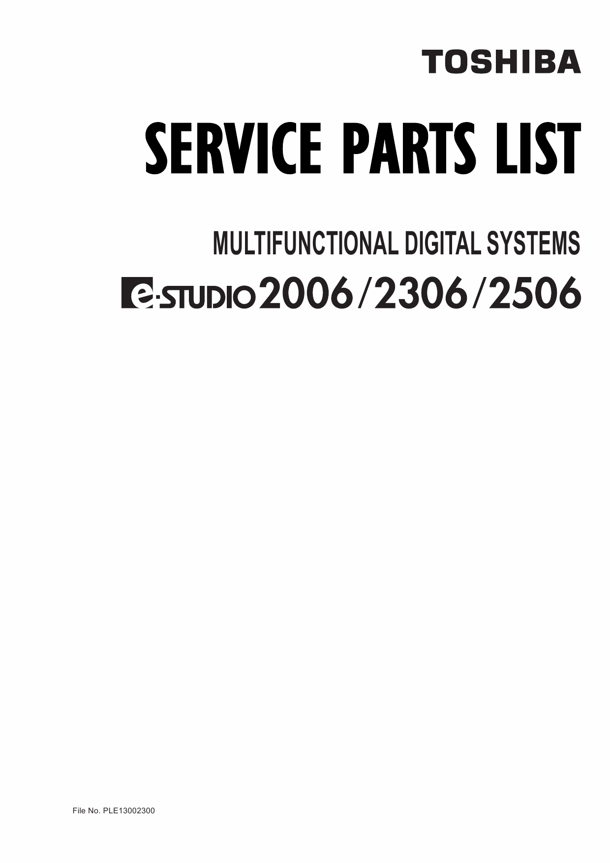 TOSHIBA e-STUDIO 2006 2306 2506 Parts List Manual-1
